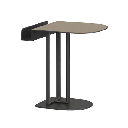 Semi-Round Narrow Saddle Leather Side Table - Luxury Space-Saving End Table For Urban Living