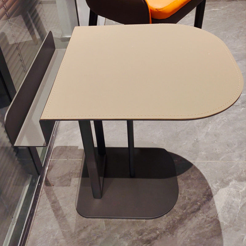 Semi-Round Narrow Saddle Leather Side Table - Luxury Space-Saving End Table For Urban Living