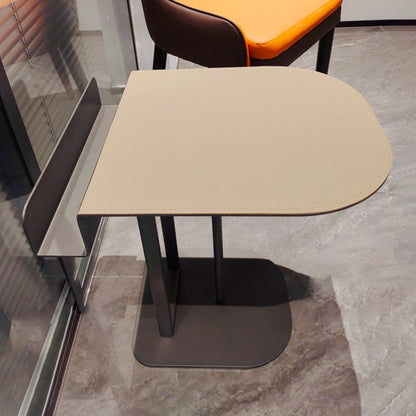 Semi-Round Narrow Saddle Leather Side Table - Luxury Space-Saving End Table For Urban Living