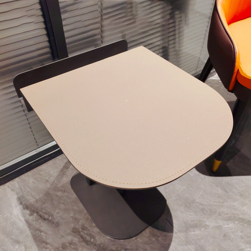 Semi-Round Narrow Saddle Leather Side Table - Luxury Space-Saving End Table For Urban Living