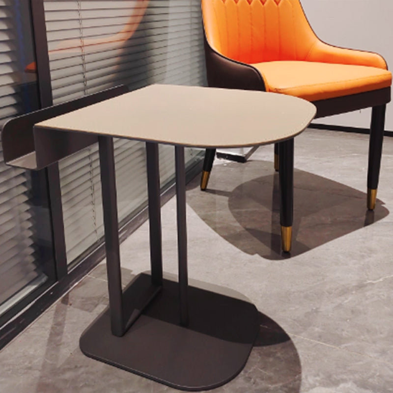 Semi-Round Narrow Saddle Leather Side Table - Luxury Space-Saving End Table For Urban Living