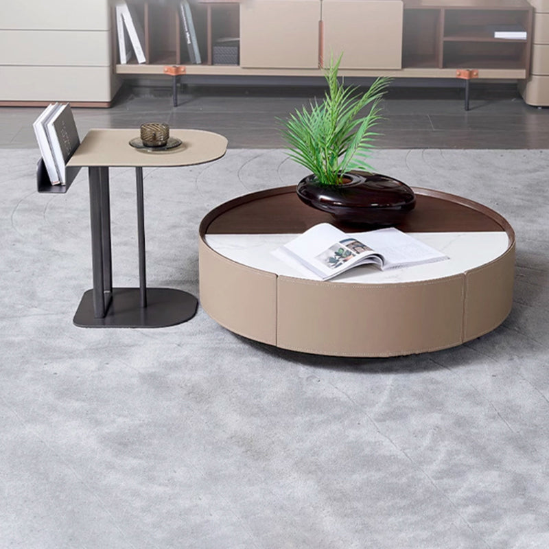 Semi-Round Narrow Saddle Leather Side Table - Luxury Space-Saving End Table For Urban Living