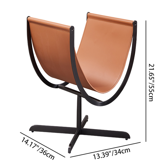 Artistic U-Shaped Cross-Base Saddle Leather End Table - Creative Accent Table For Living Room