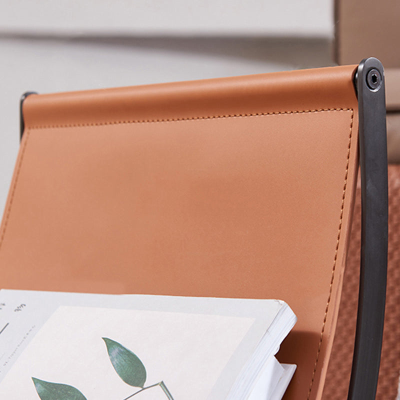 Artistic U-Shaped Cross-Base Saddle Leather End Table - Creative Accent Table For Living Room