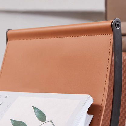 Artistic U-Shaped Cross-Base Saddle Leather End Table - Creative Accent Table For Living Room