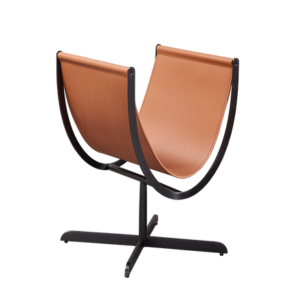 Artistic U-Shaped Cross-Base Saddle Leather End Table - Creative Accent Table For Living Room