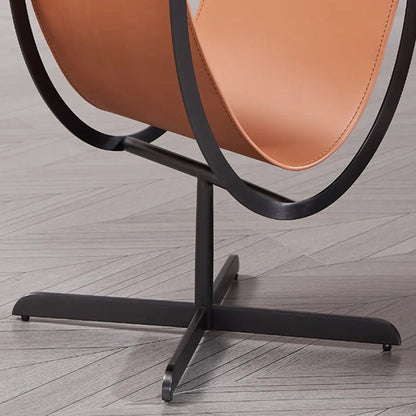 Artistic U-Shaped Cross-Base Saddle Leather End Table - Creative Accent Table For Living Room