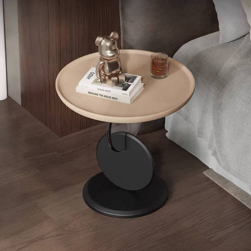 Stylish Round Acrylic Wood Side Table - Creative Accent End Table For Living Room
