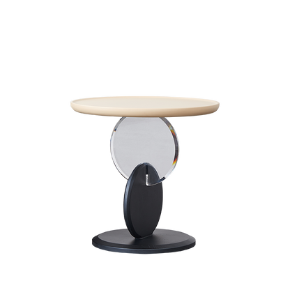 Stylish Round Acrylic Wood Side Table - Creative Accent End Table For Living Room