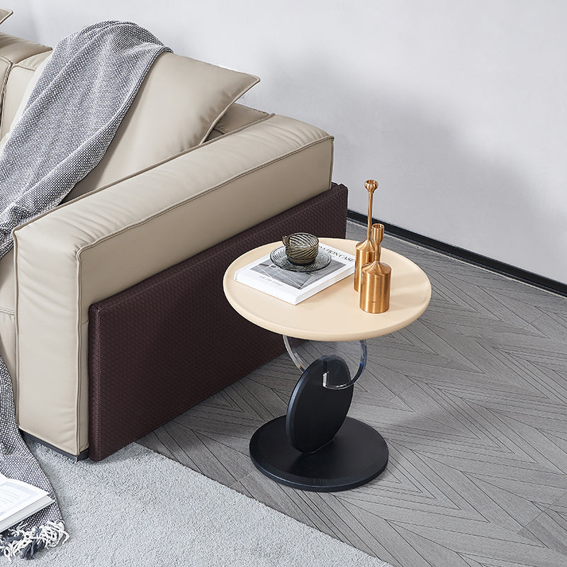 Stylish Round Acrylic Wood Side Table - Creative Accent End Table For Living Room