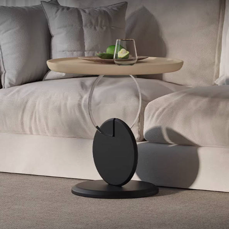 Stylish Round Acrylic Wood Side Table - Creative Accent End Table For Living Room