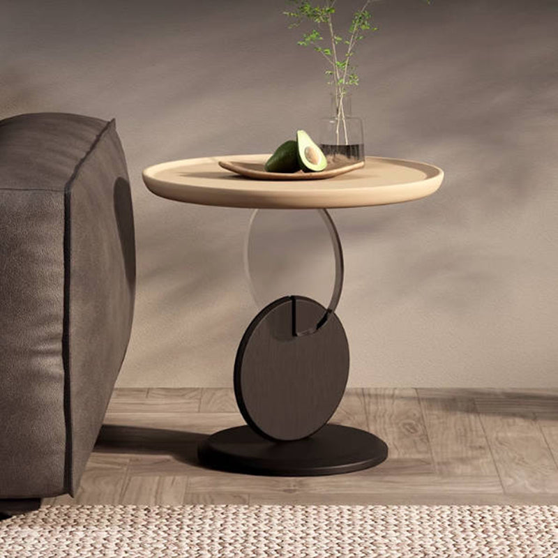 Stylish Round Acrylic Wood Side Table - Creative Accent End Table For Living Room
