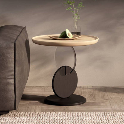 Stylish Round Acrylic Wood Side Table - Creative Accent End Table For Living Room