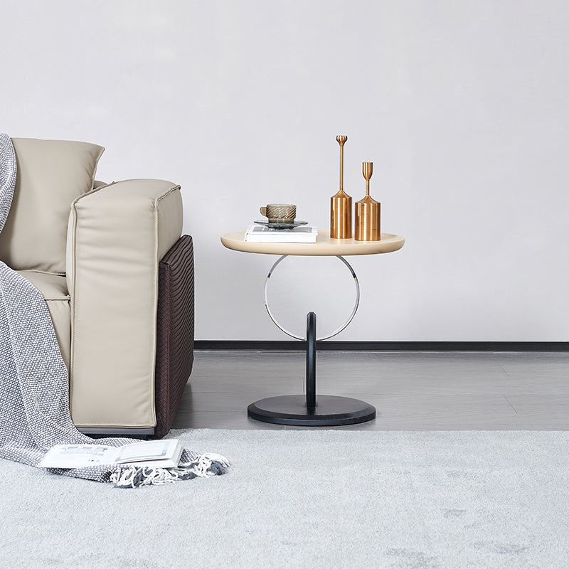 Stylish Round Acrylic Wood Side Table - Creative Accent End Table For Living Room