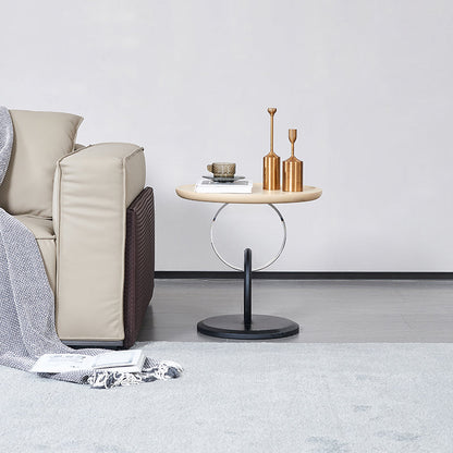 Stylish Round Acrylic Wood Side Table - Creative Accent End Table For Living Room