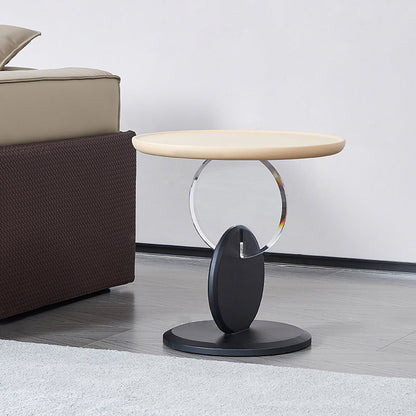 Stylish Round Acrylic Wood Side Table - Creative Accent End Table For Living Room