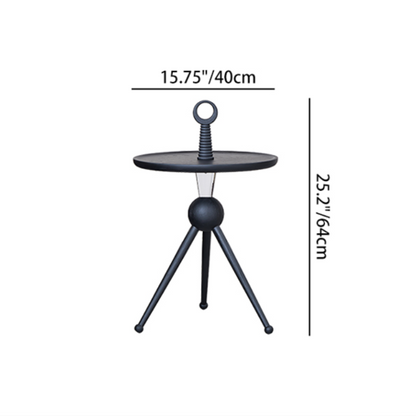 Tripod Legs Round Solid Wood Acrylic End Table - Creative Portable Accent Side Table For Living Room