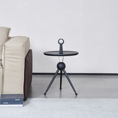 Tripod Legs Round Solid Wood Acrylic End Table - Creative Portable Accent Side Table For Living Room