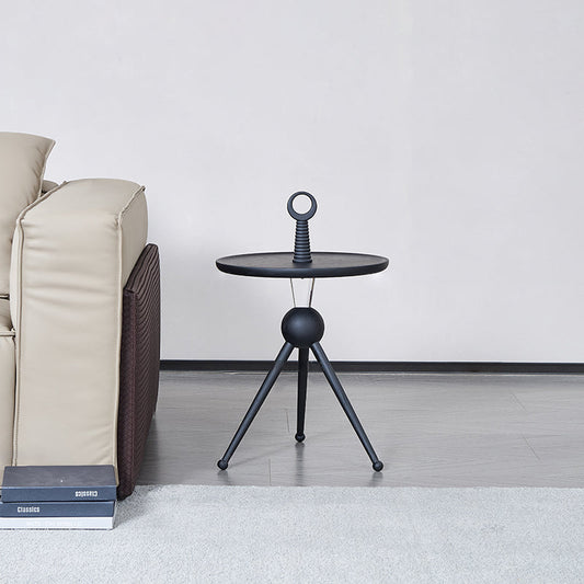 Tripod Legs Round Solid Wood Acrylic End Table - Creative Portable Accent Side Table For Living Room