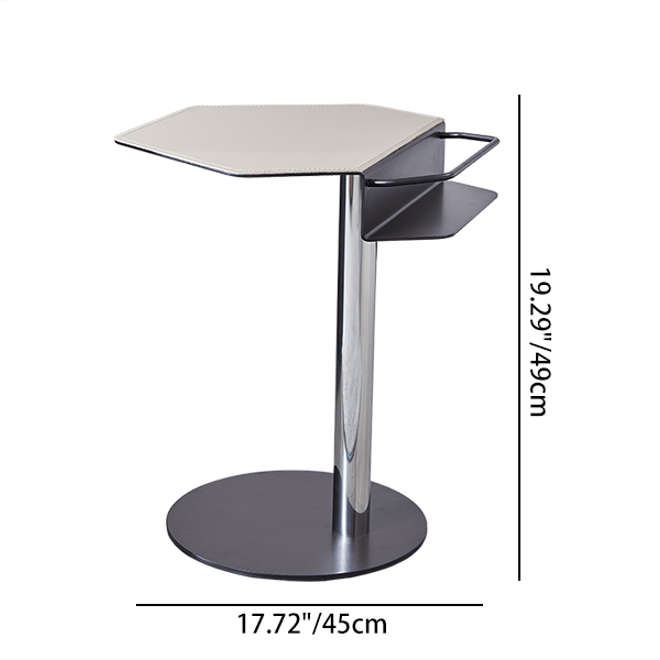 Geometric Round Saddle Leather End Table - Creative Side Table With Storage Shelf For Living Room