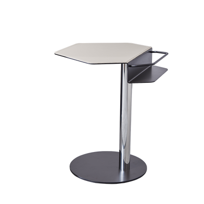 Geometric Round Saddle Leather End Table - Creative Side Table With Storage Shelf For Living Room