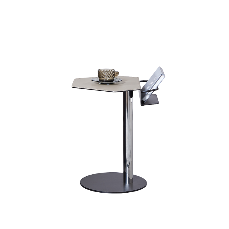 Geometric Round Saddle Leather End Table - Creative Side Table With Storage Shelf For Living Room