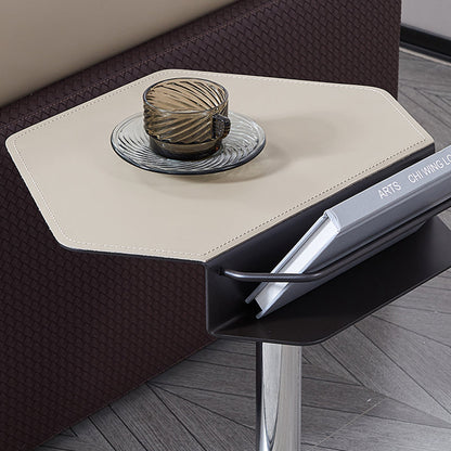 Geometric Round Saddle Leather End Table - Creative Side Table With Storage Shelf For Living Room