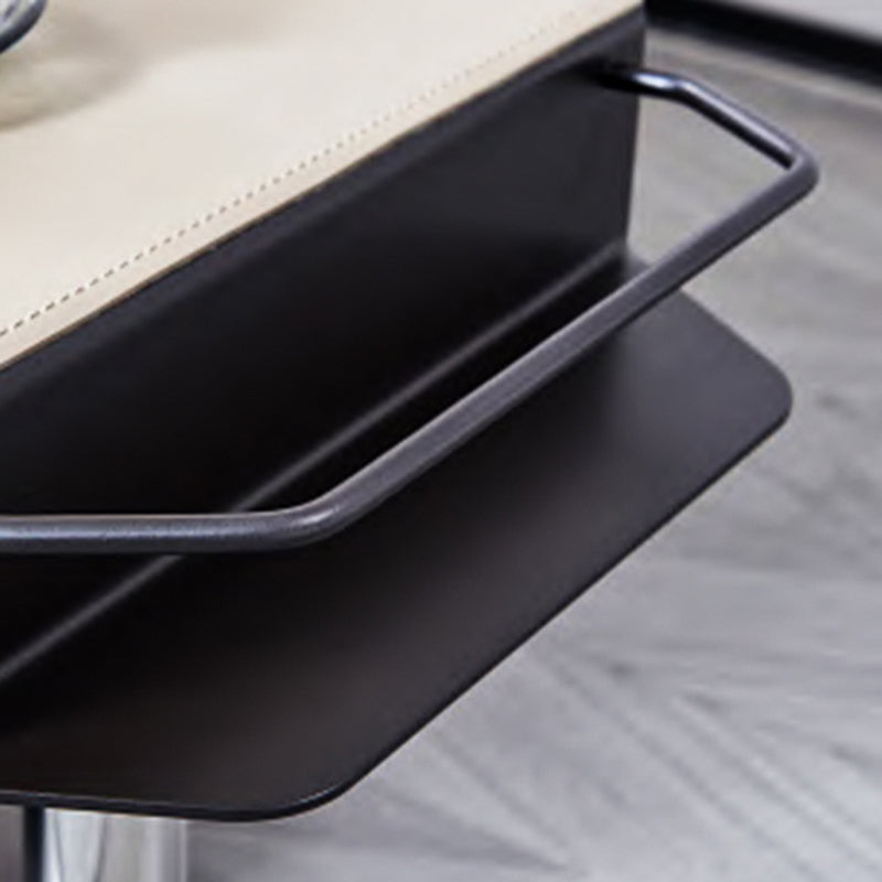 Geometric Round Saddle Leather End Table - Creative Side Table With Storage Shelf For Living Room