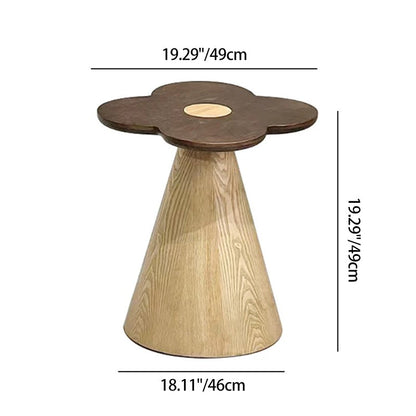 Geometric Cone Pedestal Solid Wood End Table - Art Deco Accent Table For Living Room