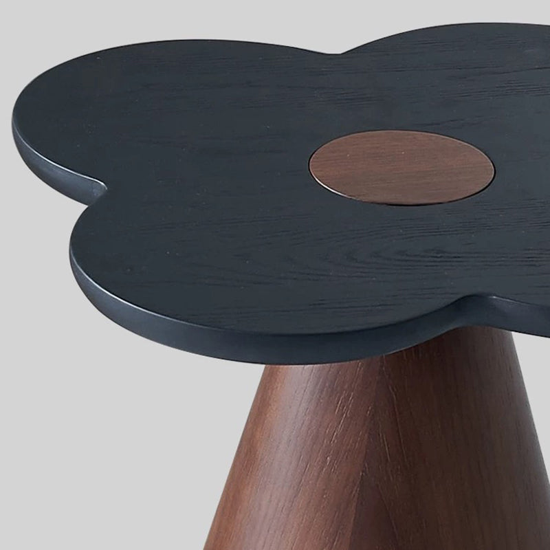 Geometric Cone Pedestal Solid Wood End Table - Art Deco Accent Table For Living Room