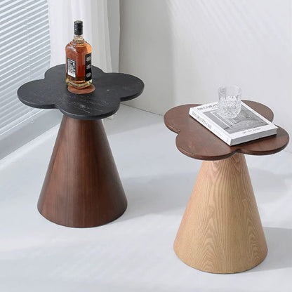 Geometric Cone Pedestal Solid Wood End Table - Art Deco Accent Table For Living Room