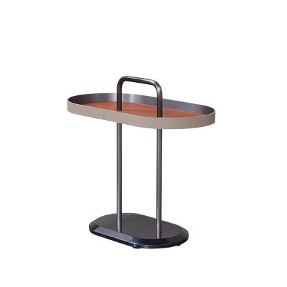 Elegant Oval Saddle Leather Marble End Table - Nordic Sofa Side Table For Living Room