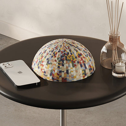 Round Curved MDF Stainless Steel End Table - Minimalist Small Accent Table For Living Room