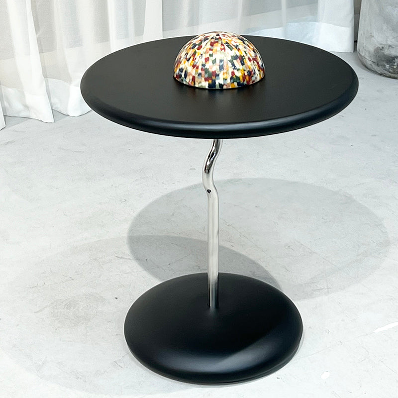 Round Curved MDF Stainless Steel End Table - Minimalist Small Accent Table For Living Room