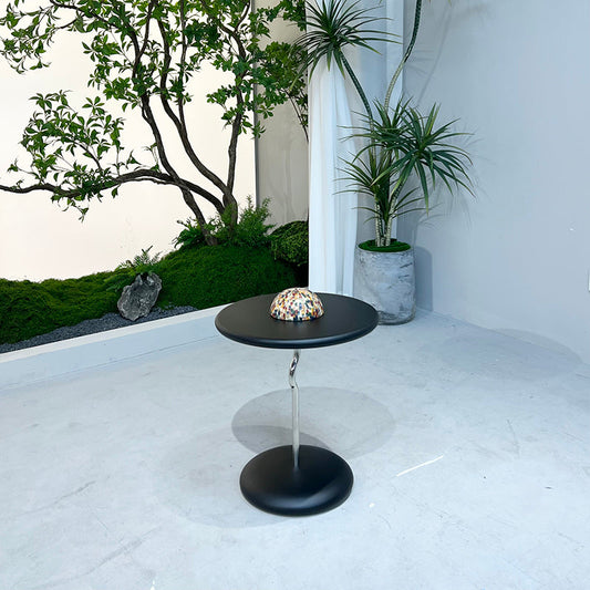 Round Curved MDF Stainless Steel End Table - Minimalist Small Accent Table For Living Room