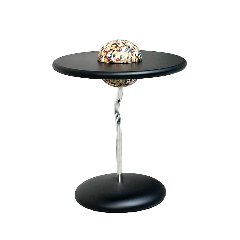 Round Curved MDF Stainless Steel End Table - Minimalist Small Accent Table For Living Room