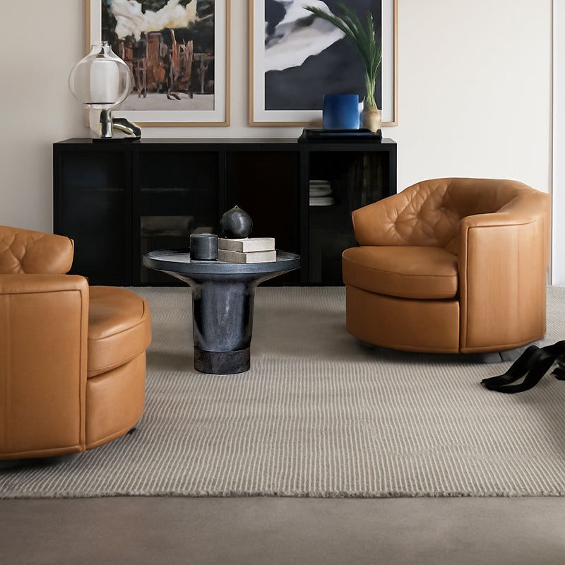 Round Sculptural Natural Marble Bronze Metal Coffee Table - Nordic Combination Accent Table For Living Room