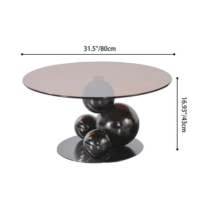Black Titanium Stainless Steel Sphere Coffee Table - Minimalist Sculptural Round Coffee Table For Living Room