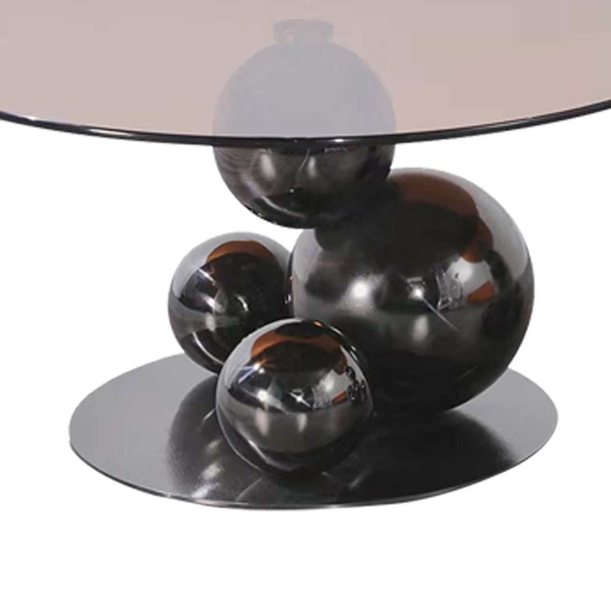 Black Titanium Stainless Steel Sphere Coffee Table - Minimalist Sculptural Round Coffee Table For Living Room