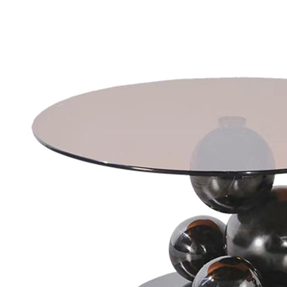 Black Titanium Stainless Steel Sphere Coffee Table - Minimalist Sculptural Round Coffee Table For Living Room