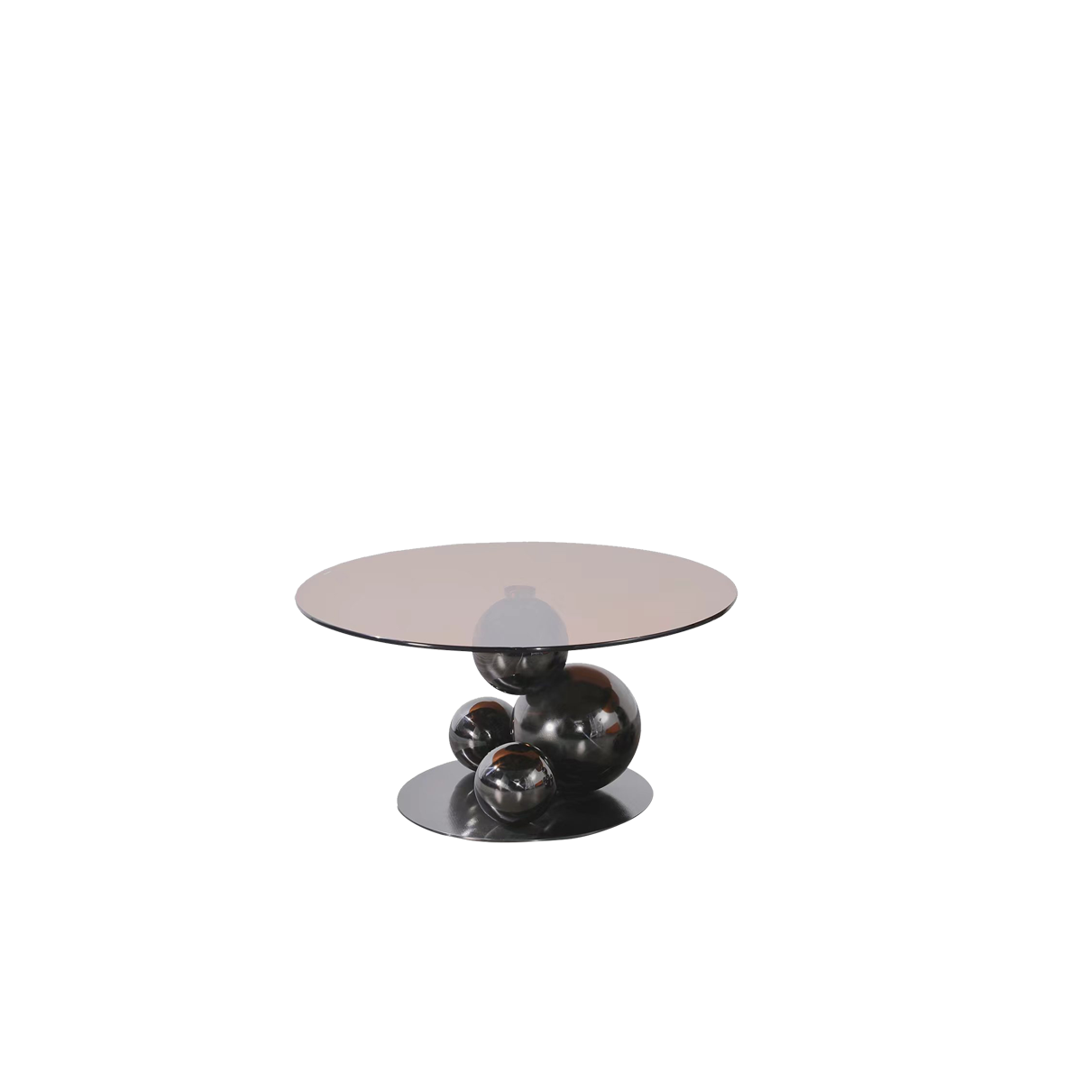 Black Titanium Stainless Steel Sphere Coffee Table - Minimalist Sculptural Round Coffee Table For Living Room
