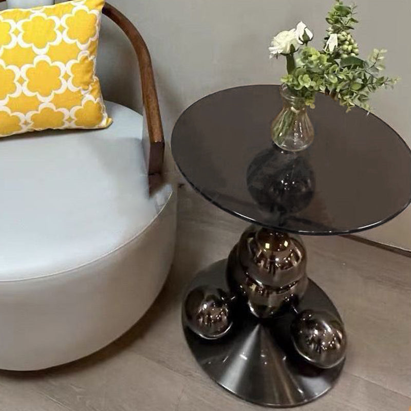 Stainless Steel Black Titanium Sphere Side Table - Creative Geometric Design Round Coffee Table For Living Room