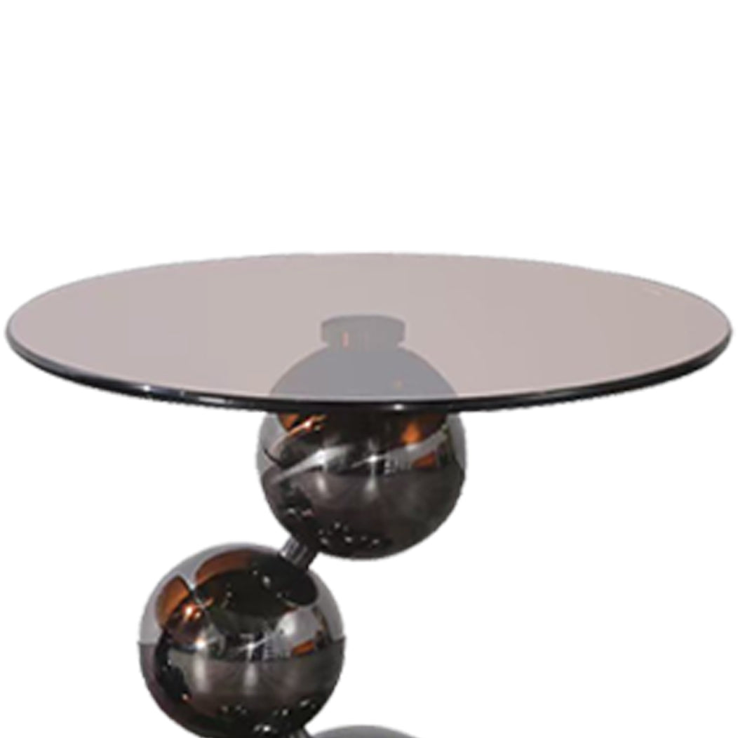 Stainless Steel Black Titanium Sphere Side Table - Creative Geometric Design Round Coffee Table For Living Room