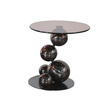 Stainless Steel Black Titanium Sphere Side Table - Creative Geometric Design Round Coffee Table For Living Room
