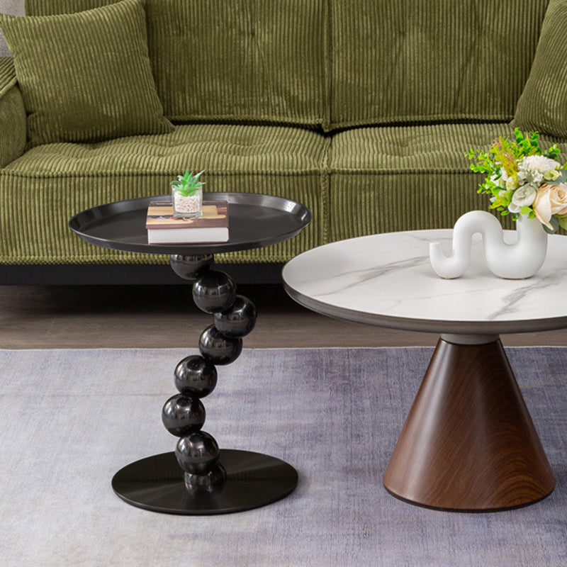 Sturdy Black Titanium Stainless Steel Sculptural Sphere Side Table - Industrial Sculptural Geometric Round Coffee Table For Living Room