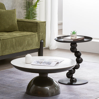 Sturdy Black Titanium Stainless Steel Sculptural Sphere Side Table - Industrial Sculptural Geometric Round Coffee Table For Living Room