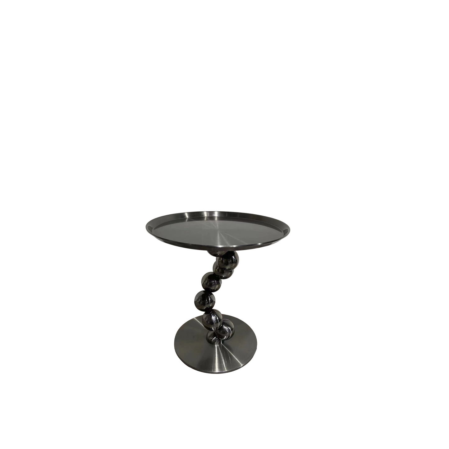 Sturdy Black Titanium Stainless Steel Sculptural Sphere Side Table - Industrial Sculptural Geometric Round Coffee Table For Living Room
