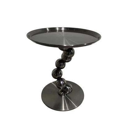 Sturdy Black Titanium Stainless Steel Sculptural Sphere Side Table - Industrial Sculptural Geometric Round Coffee Table For Living Room