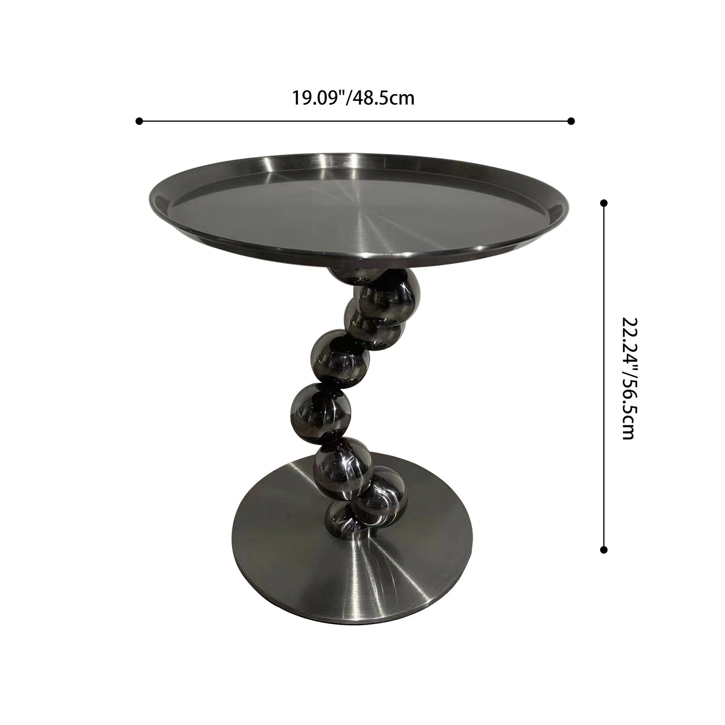 Sturdy Black Titanium Stainless Steel Sculptural Sphere Side Table - Industrial Sculptural Geometric Round Coffee Table For Living Room