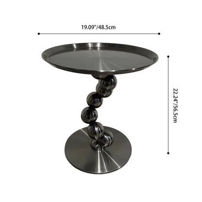 Sturdy Black Titanium Stainless Steel Sculptural Sphere Side Table - Industrial Sculptural Geometric Round Coffee Table For Living Room